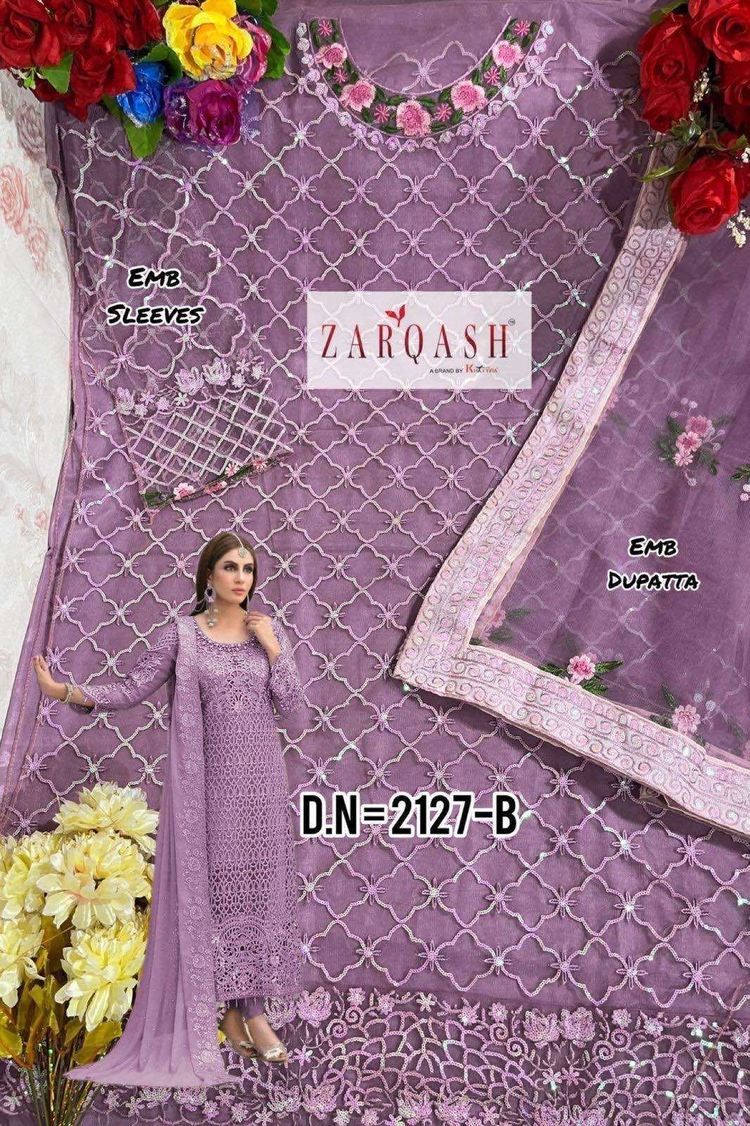 Zarqash Maria Z 2127 Net Heavy Embroidery Pakistani Suit On Wholesale