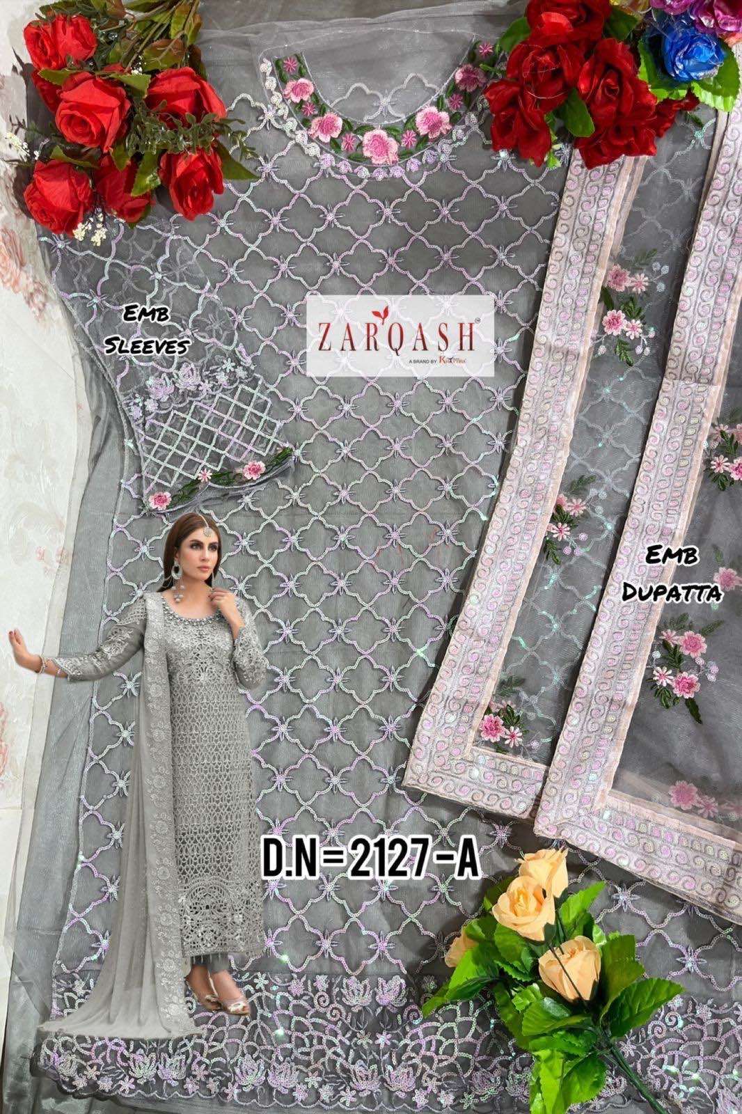 Zarqash Maria Z 2127 Net Heavy Embroidery Pakistani Suit On Wholesale