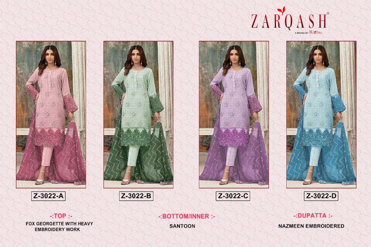 Zarqash Pakistani Suits Georgette Embroidery With Hand Work On Wholesale