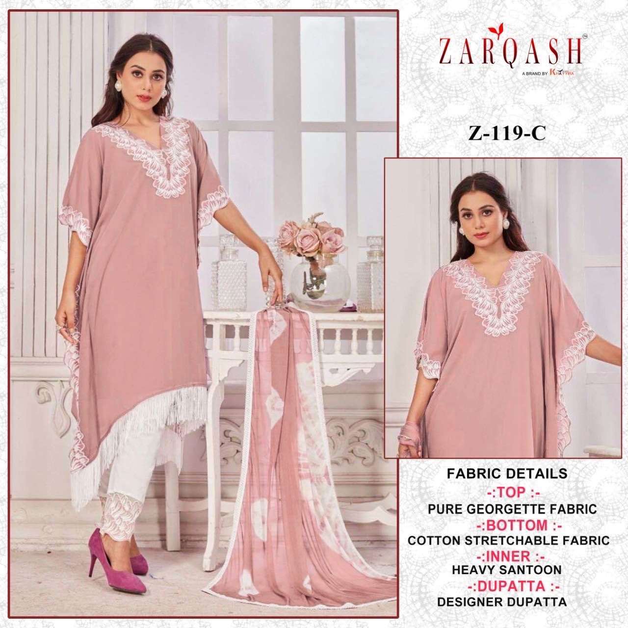 Zarqash Readymade kaftan Embroidered Shirt With Zalar Lace On Wholesale 