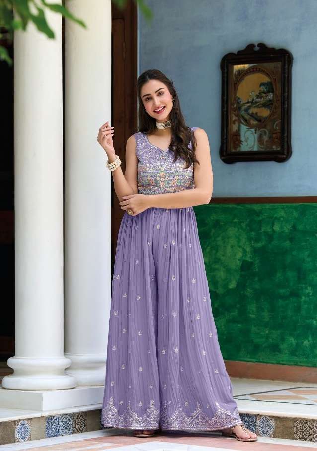 Zaveri Jumpsuit Vol - 4 Woman Beauty Georgette With Embroidery Work Front And Back On Wholesale