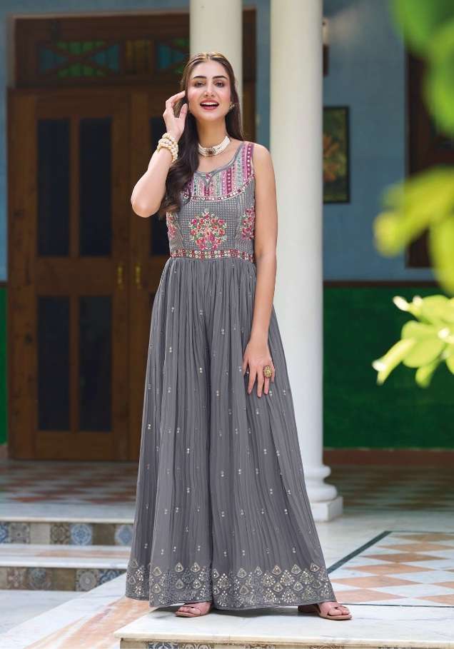 Zaveri Jumpsuit Vol - 4 Woman Beauty Georgette With Embroidery Work Front And Back On Wholesale