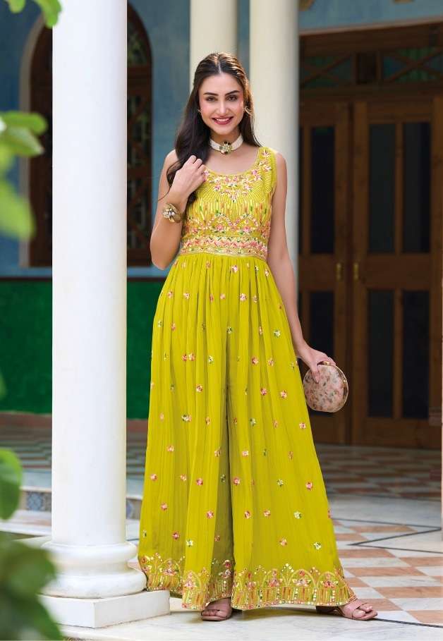 Zaveri Jumpsuit Vol - 4 Woman Beauty Georgette With Embroidery Work Front And Back On Wholesale