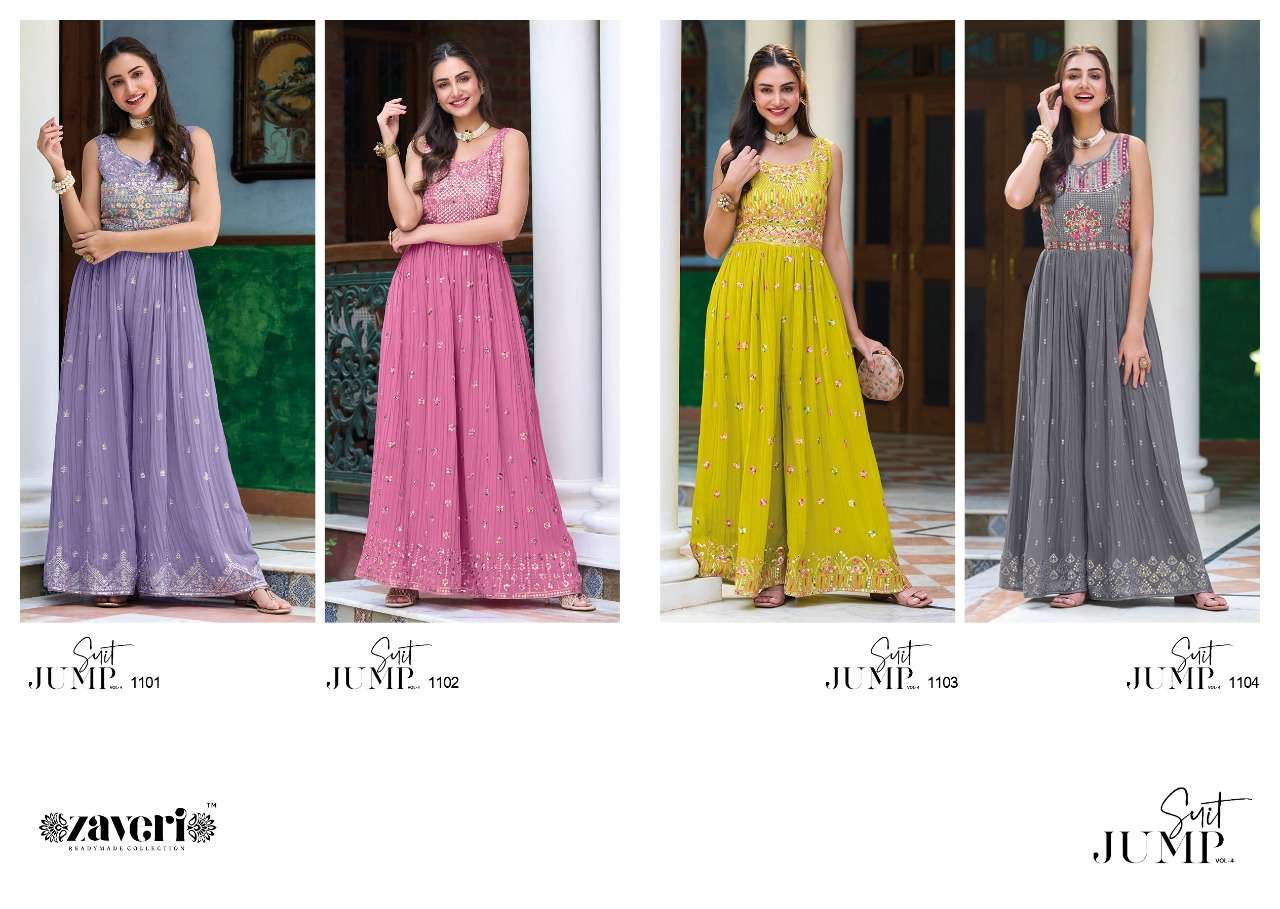 Zaveri Jumpsuit Vol - 4 Woman Beauty Georgette With Embroidery Work Front And Back On Wholesale