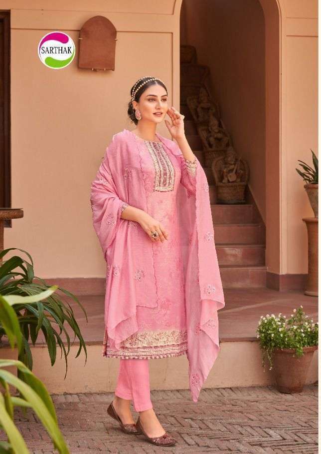 Ziba By Sarthak Silk Unstitched Salwar Suits On Wholesale