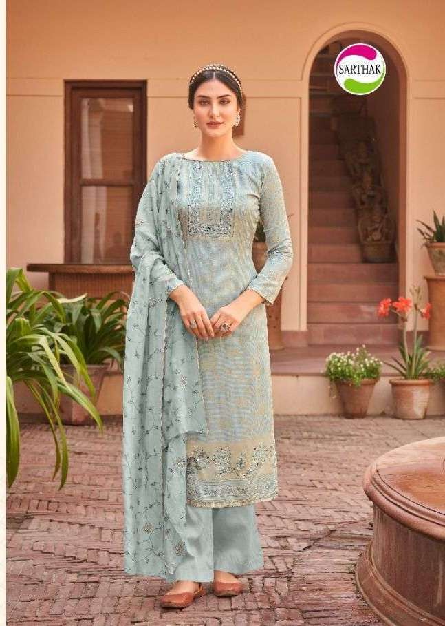 Ziba By Sarthak Silk Unstitched Salwar Suits On Wholesale