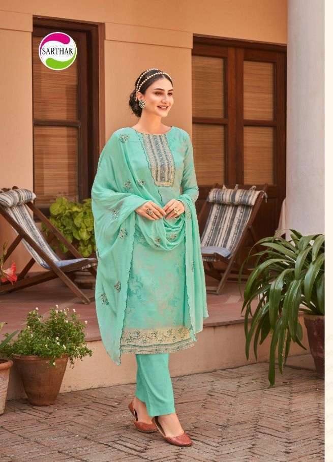 Ziba By Sarthak Silk Unstitched Salwar Suits On Wholesale