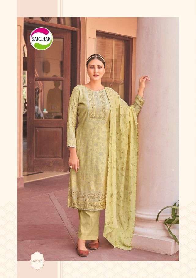 Ziba By Sarthak Silk Unstitched Salwar Suits On Wholesale
