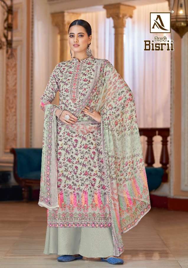 Alok Suits Bisrii Pure Zam Cotton Digital Print With Swarovski Diamond On Wholesale