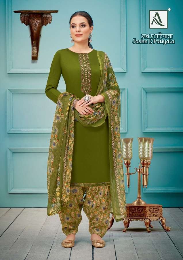 Alok Suits Jashn E Patiyala Pure Zam Dyed with Stitched Embroidery On Wholesale