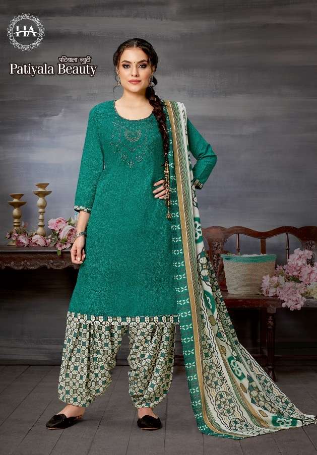 Alok suits Patiyala Beauty Pure Cotton Self Print with Embroidery Work On Wholesale