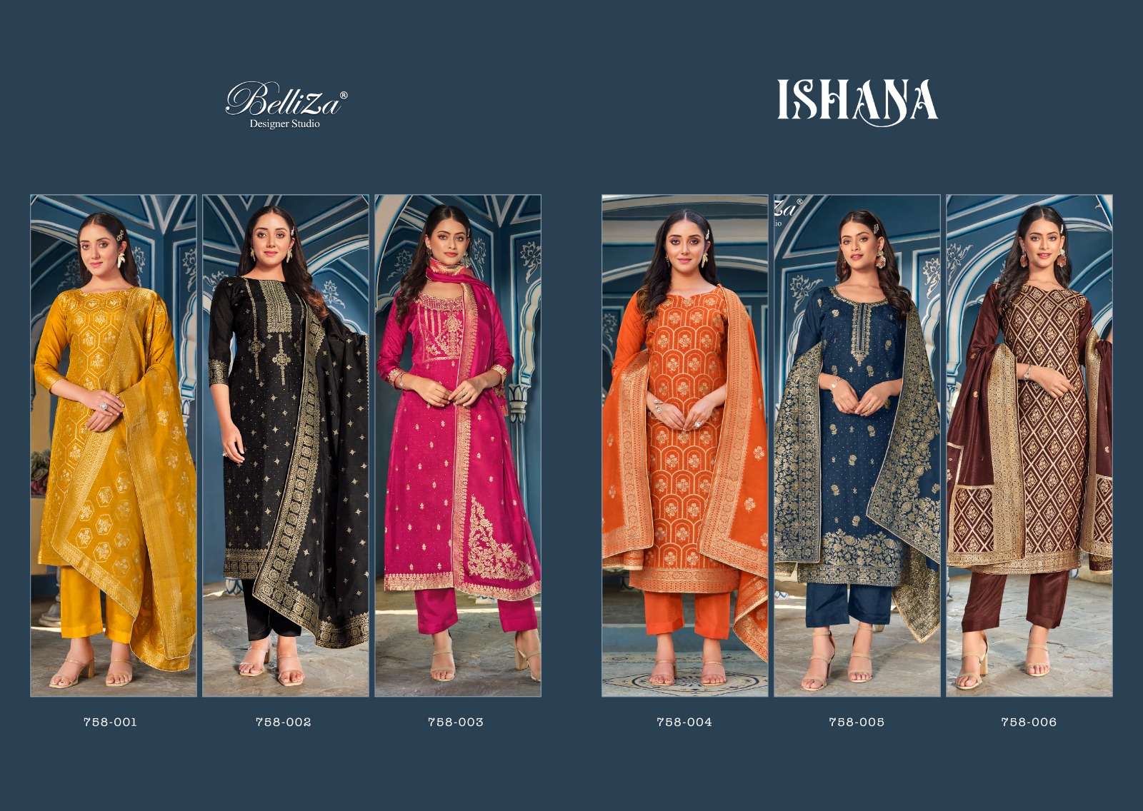 Belliza Ishana Pure Viscose Dola Jacquard With Exclusive Swarovski Work On Wholesale