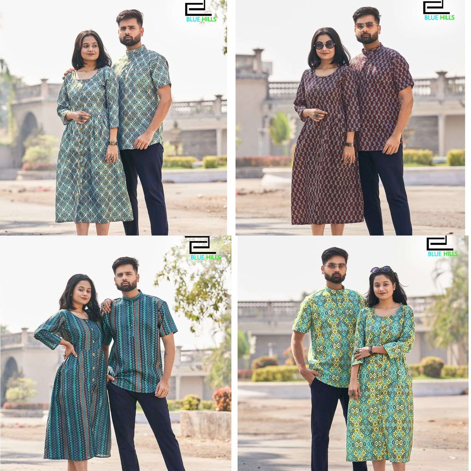 Blue Hills Present Couple Matching Printed Shirt And Kurti Pattern On Wholesale
