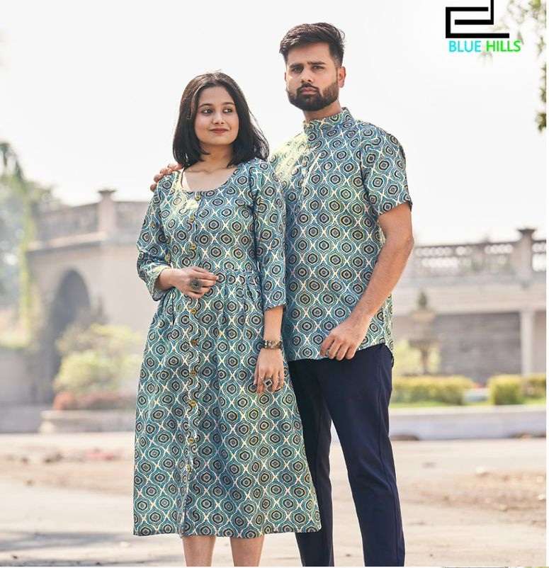 Blue Hills Present Couple Matching Printed Shirt And Kurti Pattern On Wholesale