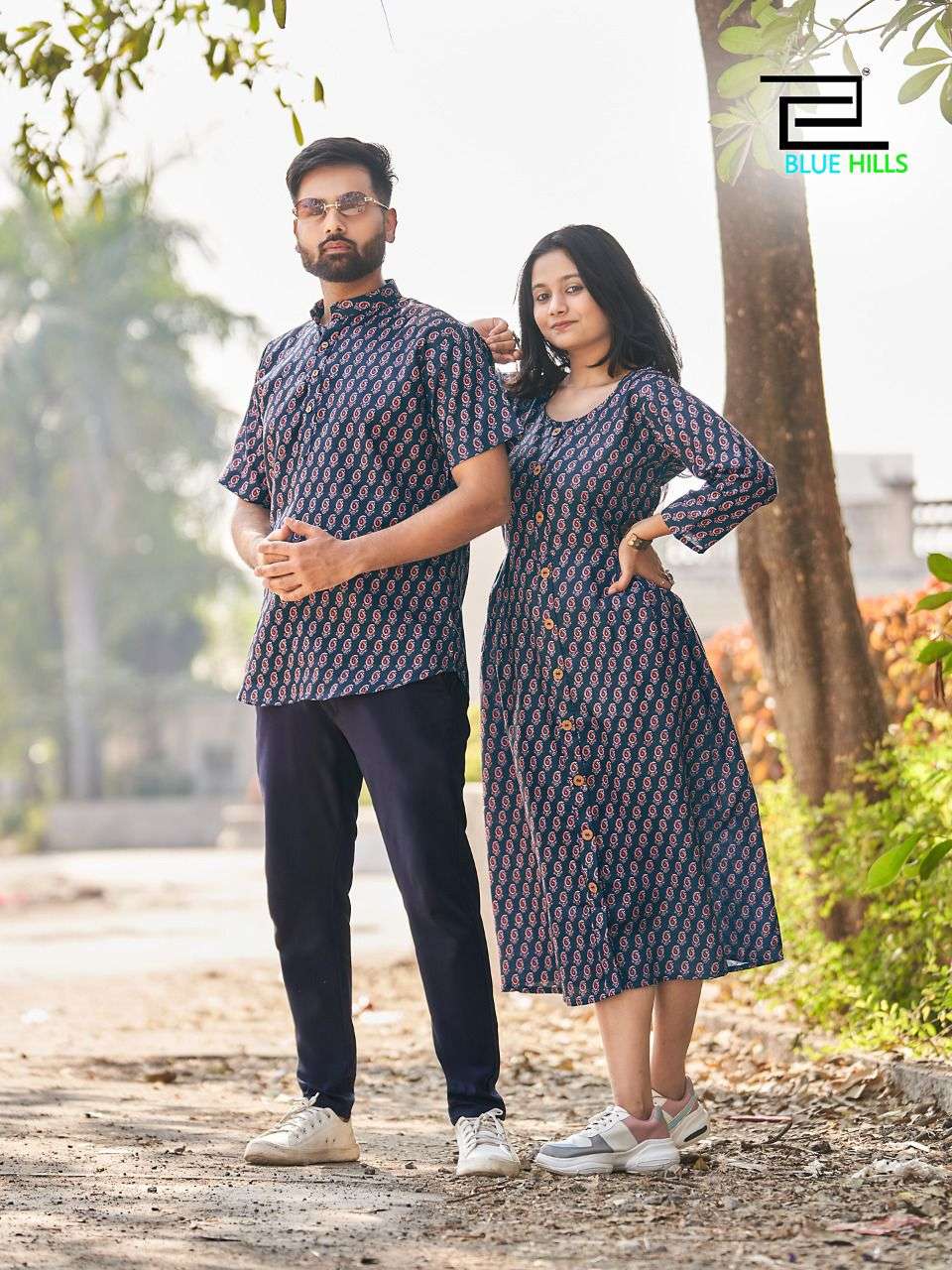 Blue Hills Present Couple Matching Printed Shirt And Kurti Pattern On Wholesale