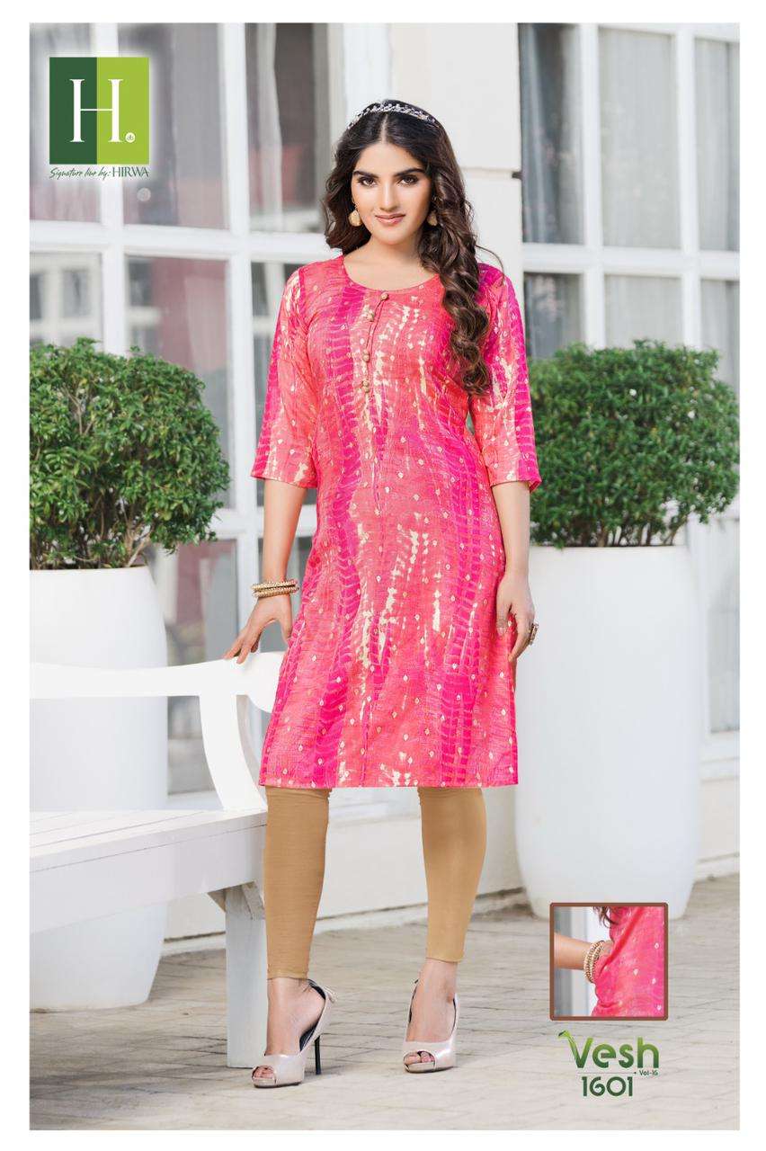 Hirwa Vesh Vol 16 Heavy Rayon Shibori Prints With Foil Only Kurti On Wholesale