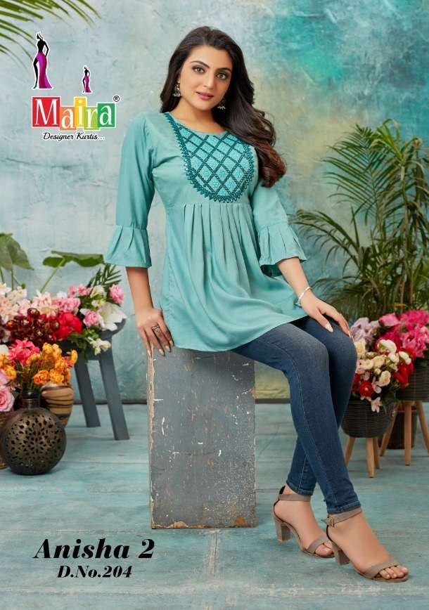 Maira Anisha Vol-2 Designer Short Top With Fancy Thread On Wholesale 