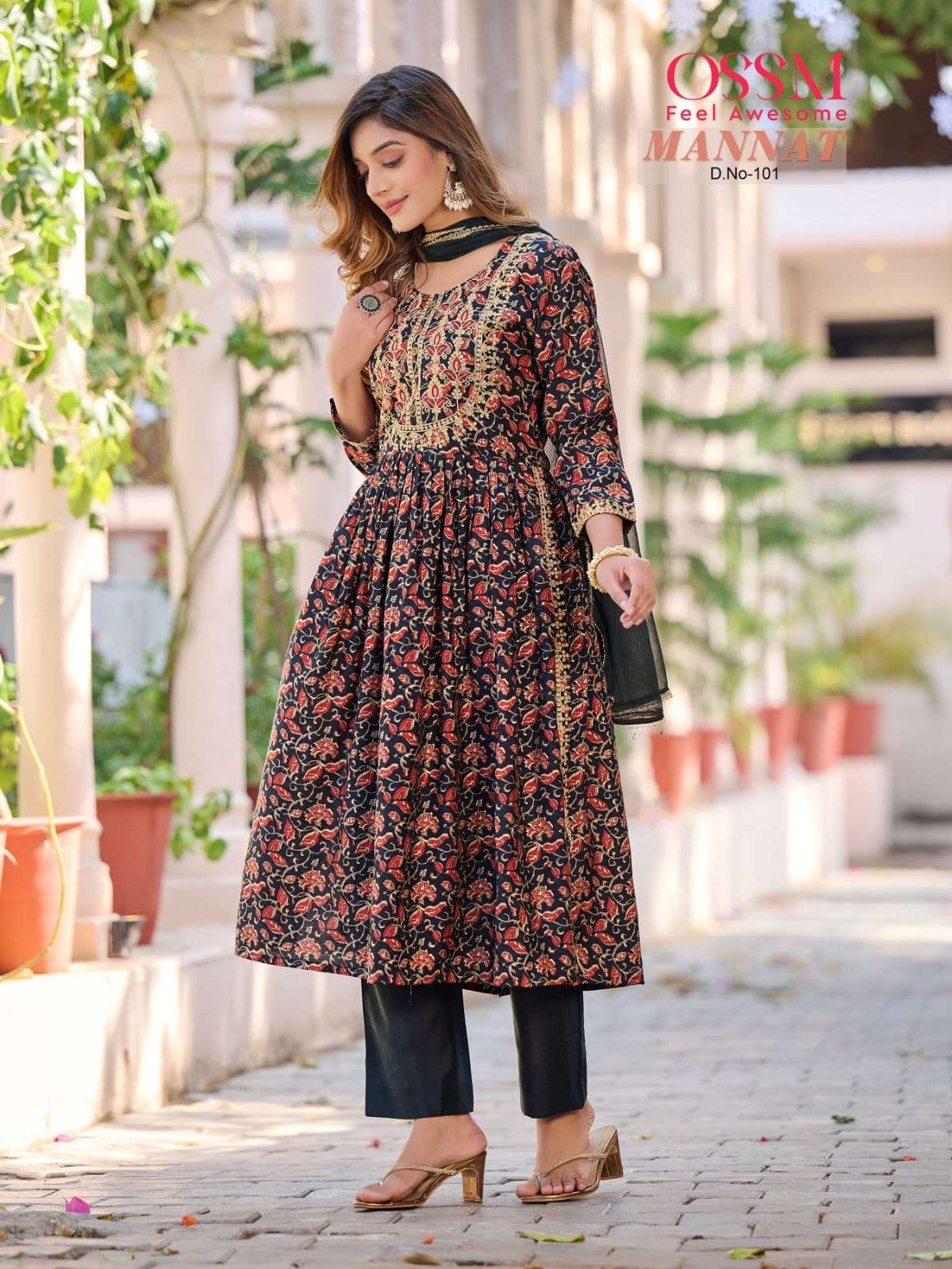 Ossm Mannat Vol 3 Premium Chanderi Modal Foil Print Kurti Pant Dupatta On Wholesale