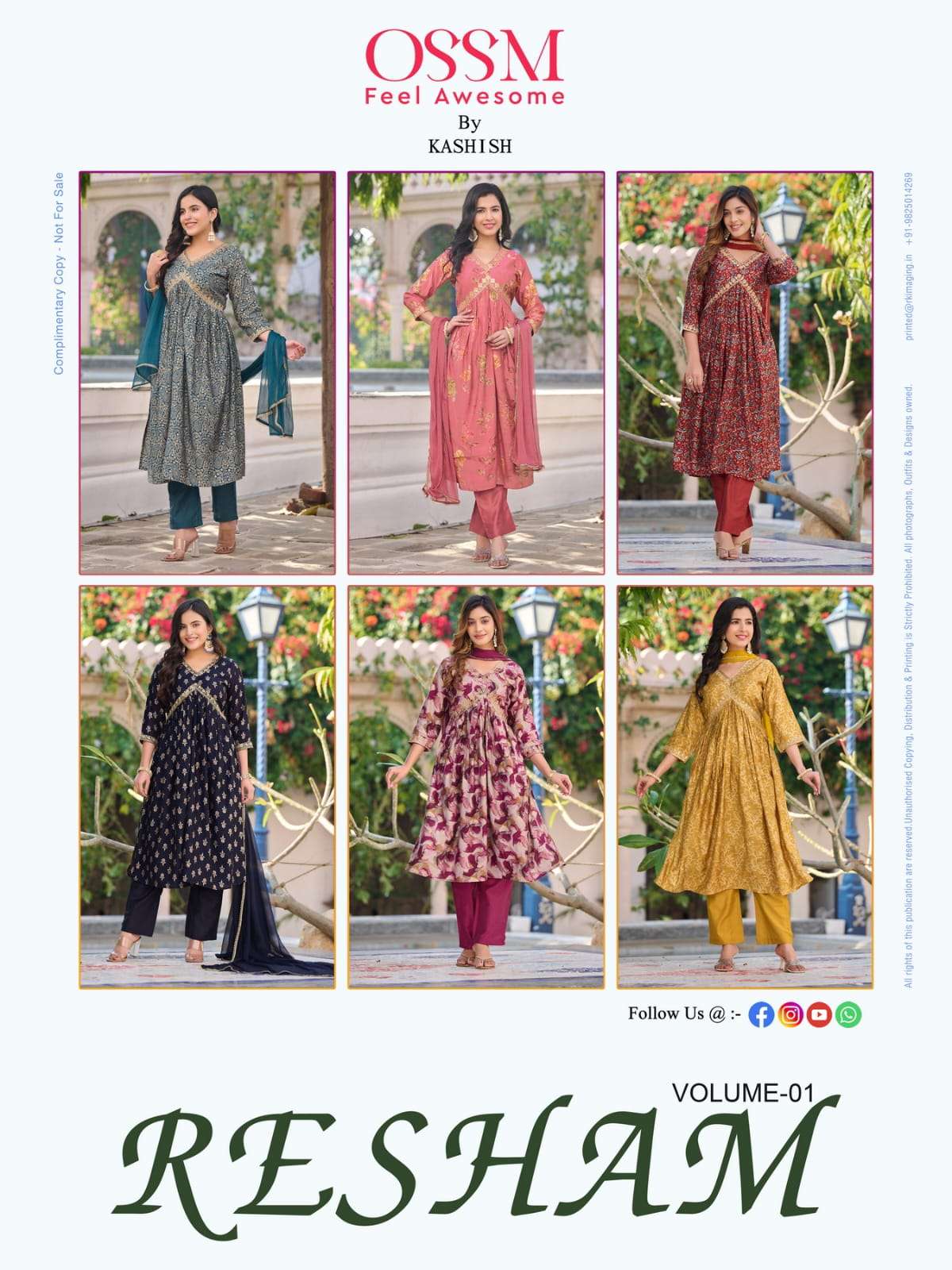 Ossm Resham Alia Premium Chanderi Modal Foil Print Heavy Embroidery On Wholesale
