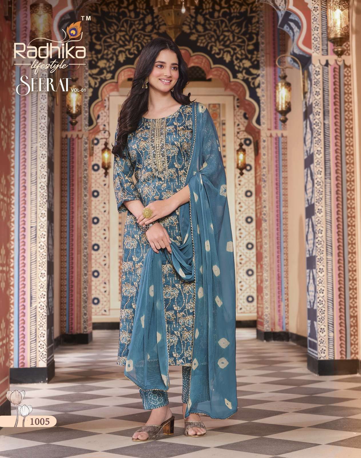 Radhika Lifestyle Seerat Vol 1 Rayon Foil Print With Embroidery Work On Wholesale