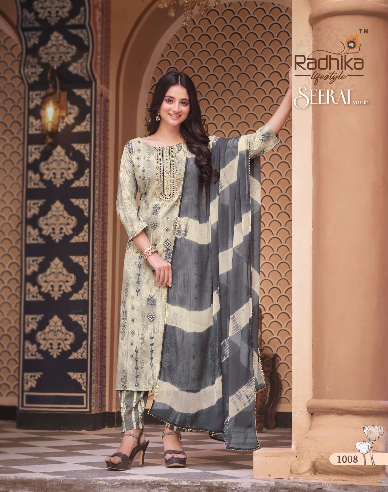 Radhika Lifestyle Seerat Vol 1 Rayon Foil Print With Embroidery Work On Wholesale