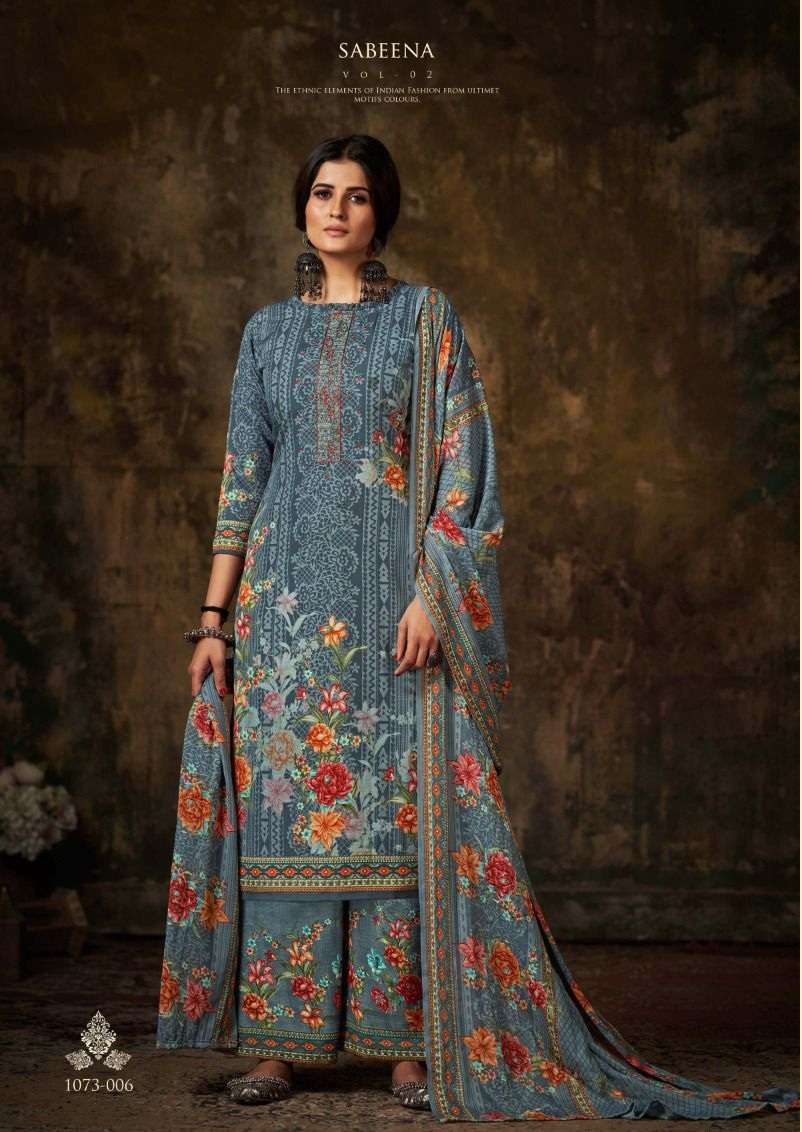 Sabeena Vol 2 By Romani Soft Cotton Digital Print & Heavy Embroidery Work Top Bottom With Dupatta On Wholesale