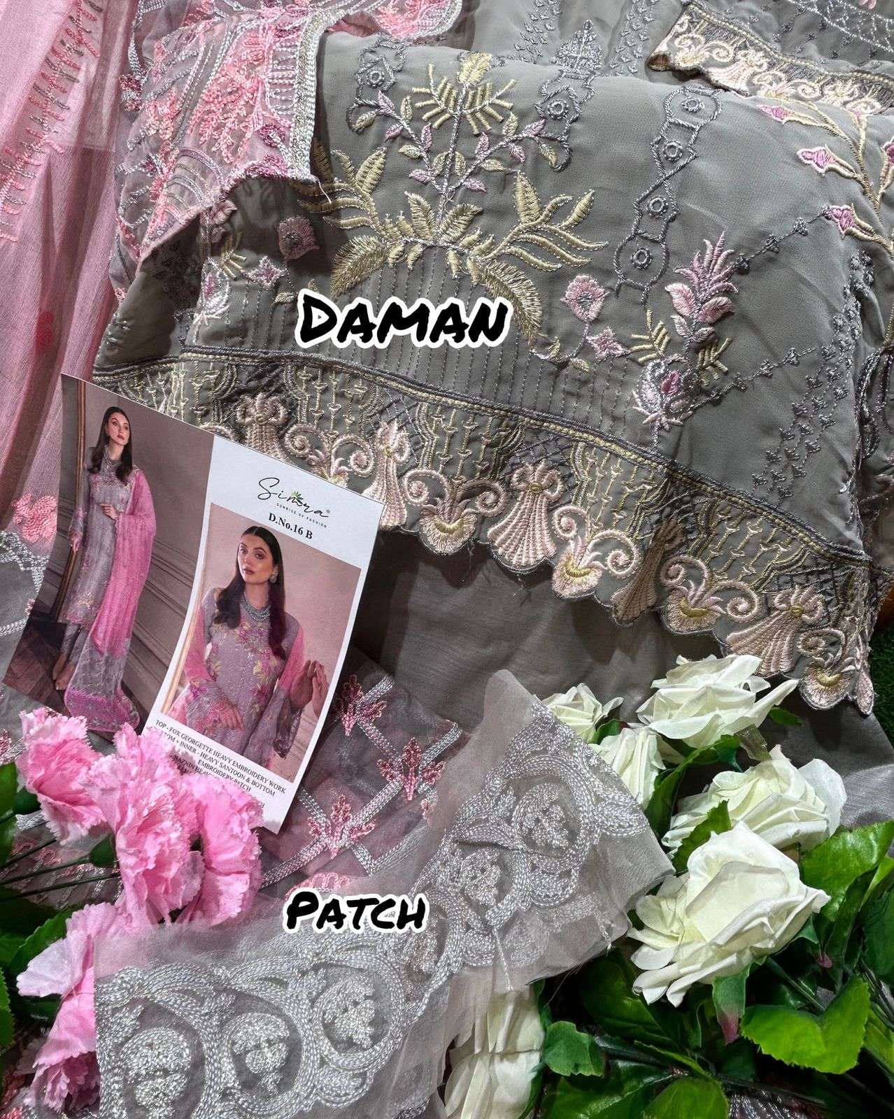 Simra D No. 16 A/B Fox Georgette Heavy Embroidery Pakistani Suits On Wholesale