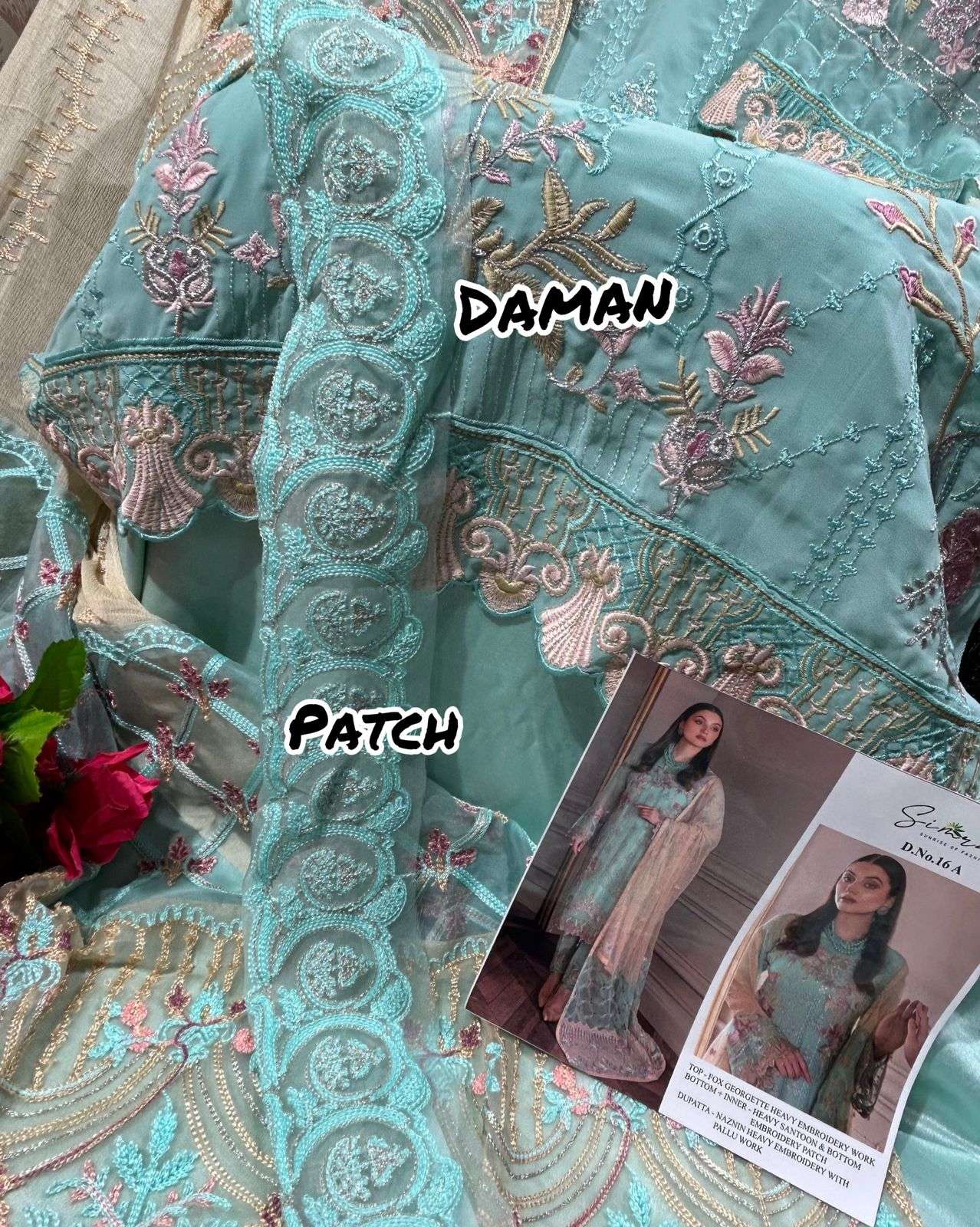 Simra D No. 16 A/B Fox Georgette Heavy Embroidery Pakistani Suits On Wholesale
