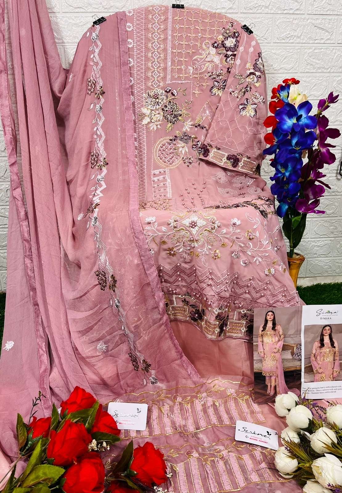  Simra D no. 8 Fox Georgette Heavy Embroidered With Pearls On Wholesale