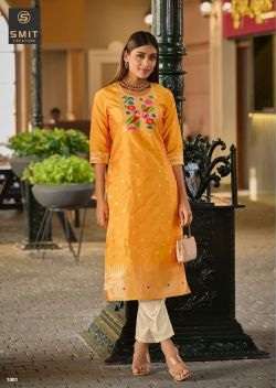 Smit Maya Silk With Paithani Designer Stright Readymade Kurti On Wholesale