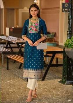 Smit Maya Silk With Paithani Designer Stright Readymade Kurti On Wholesale