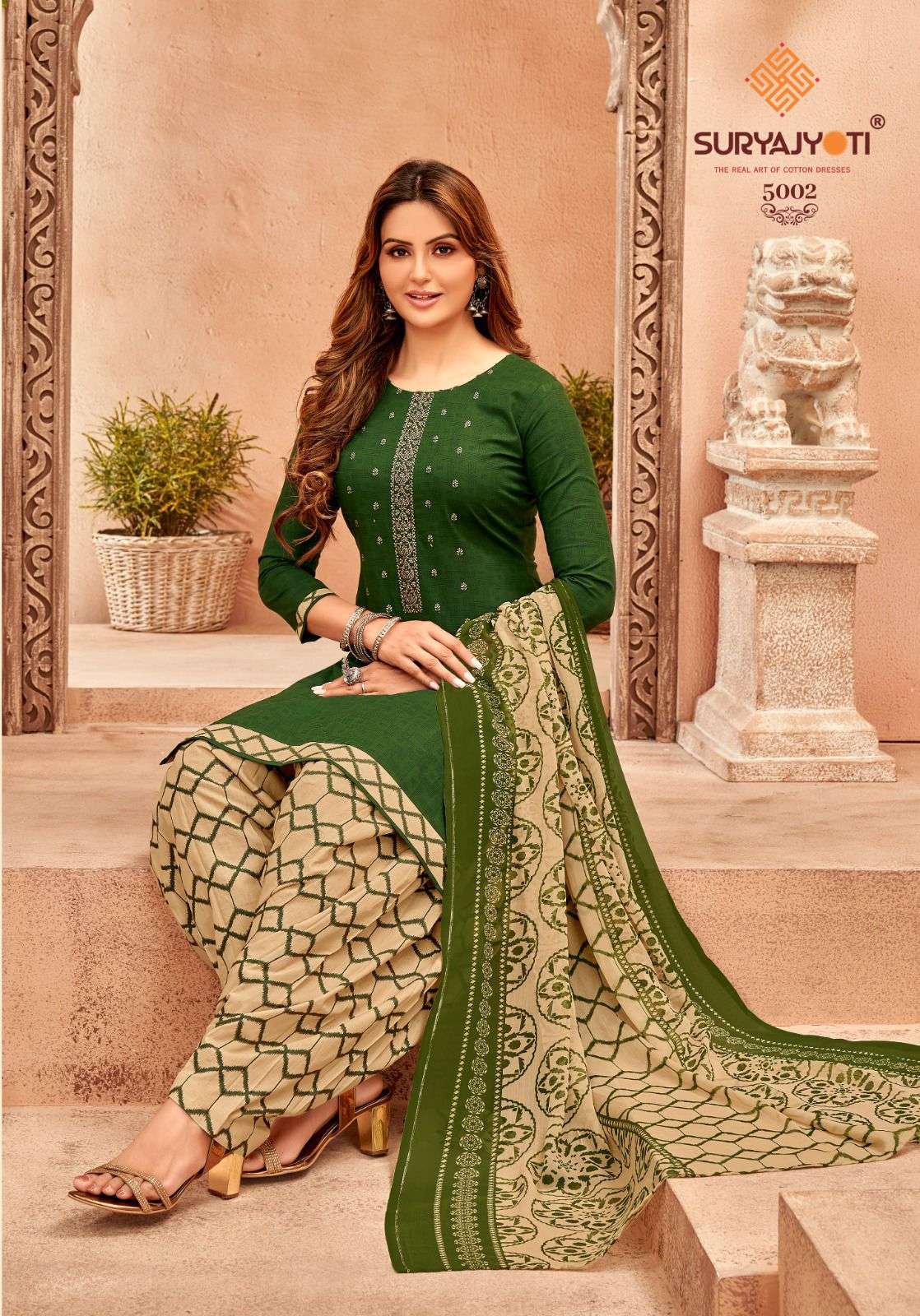 Suryajyoti Patiyala Express Vol 5 Pure Cotton Print With Neck Embroidery Work On Wholesale