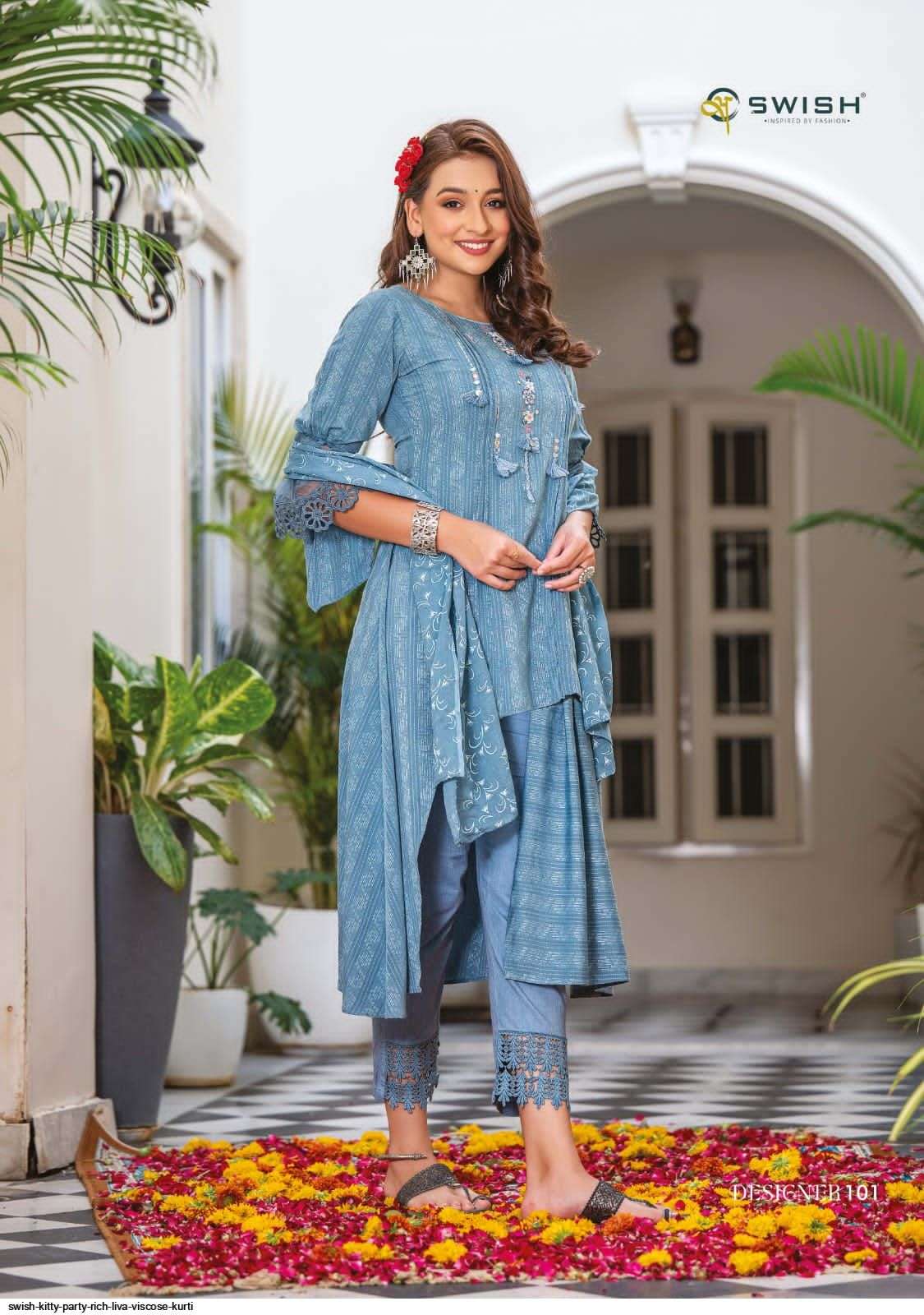 Swish Kitty Party Rich Liva Viscose Kurti For Wedding Function On Wholesale