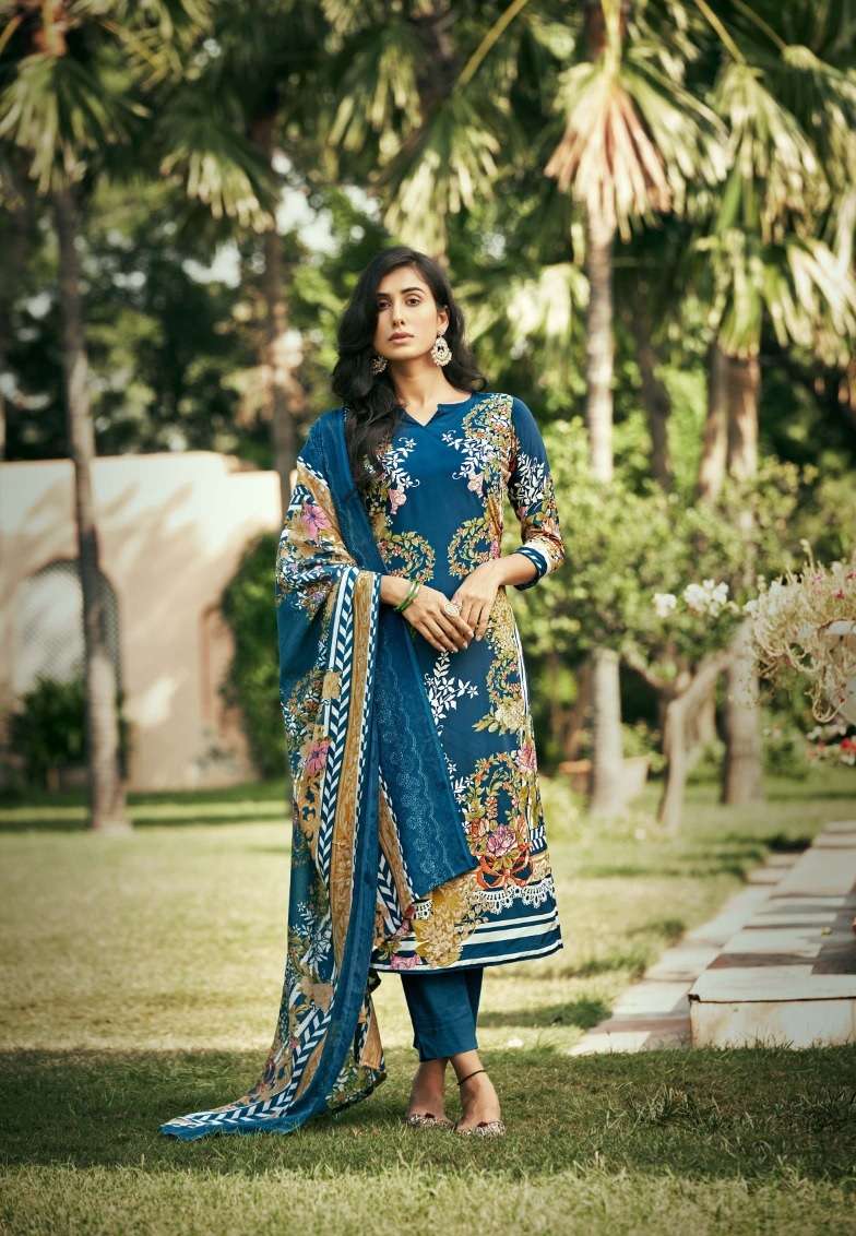 Zulfat Designer Suits Hayaat Pure Cotton Top & Bottom With Pure Nazneem Dupatta On Wholesale