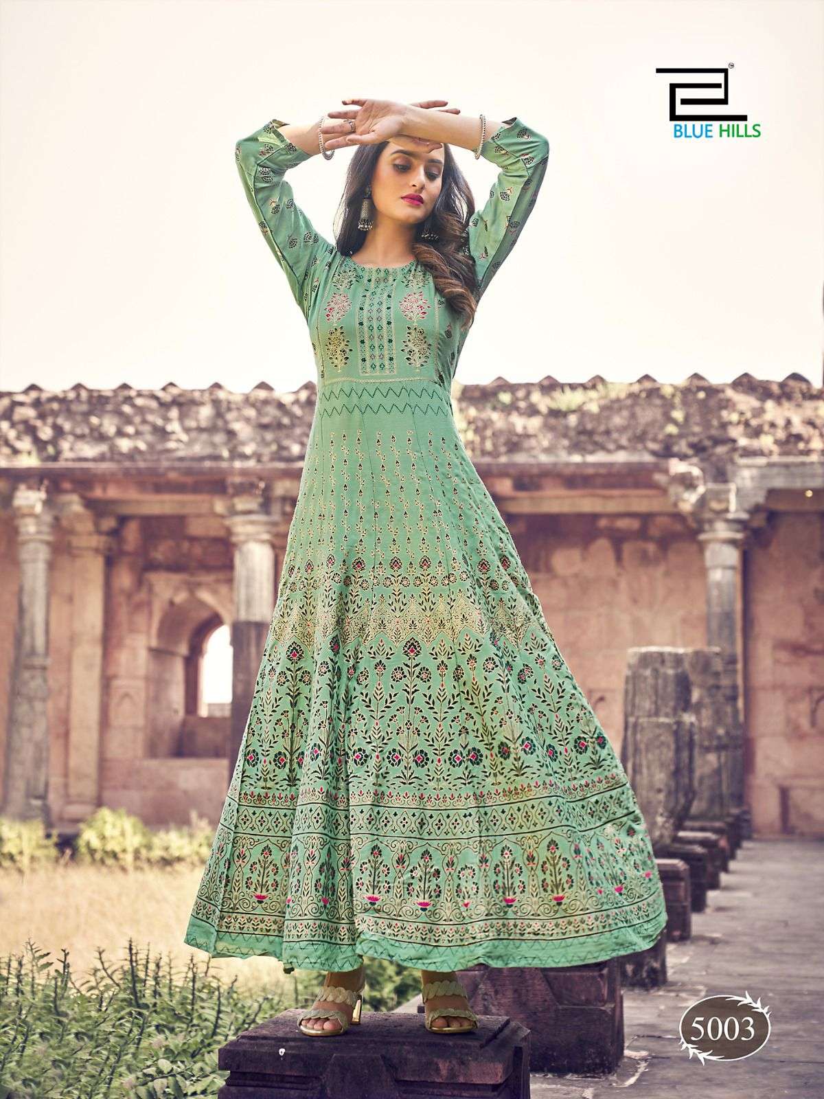 Blue Hills Festival Night Vol 5 Designer Long Anarkali Kurti Collection On Wholesale