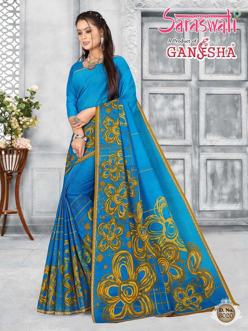 Ganesha Saraswati Pure Cotton Saree On Wholesale