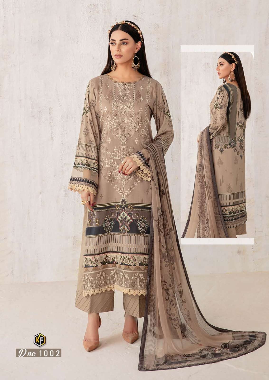 Keval Fab Qurbat Lawn Cotton Printed Top Bottom With Dupatta On Wholesale