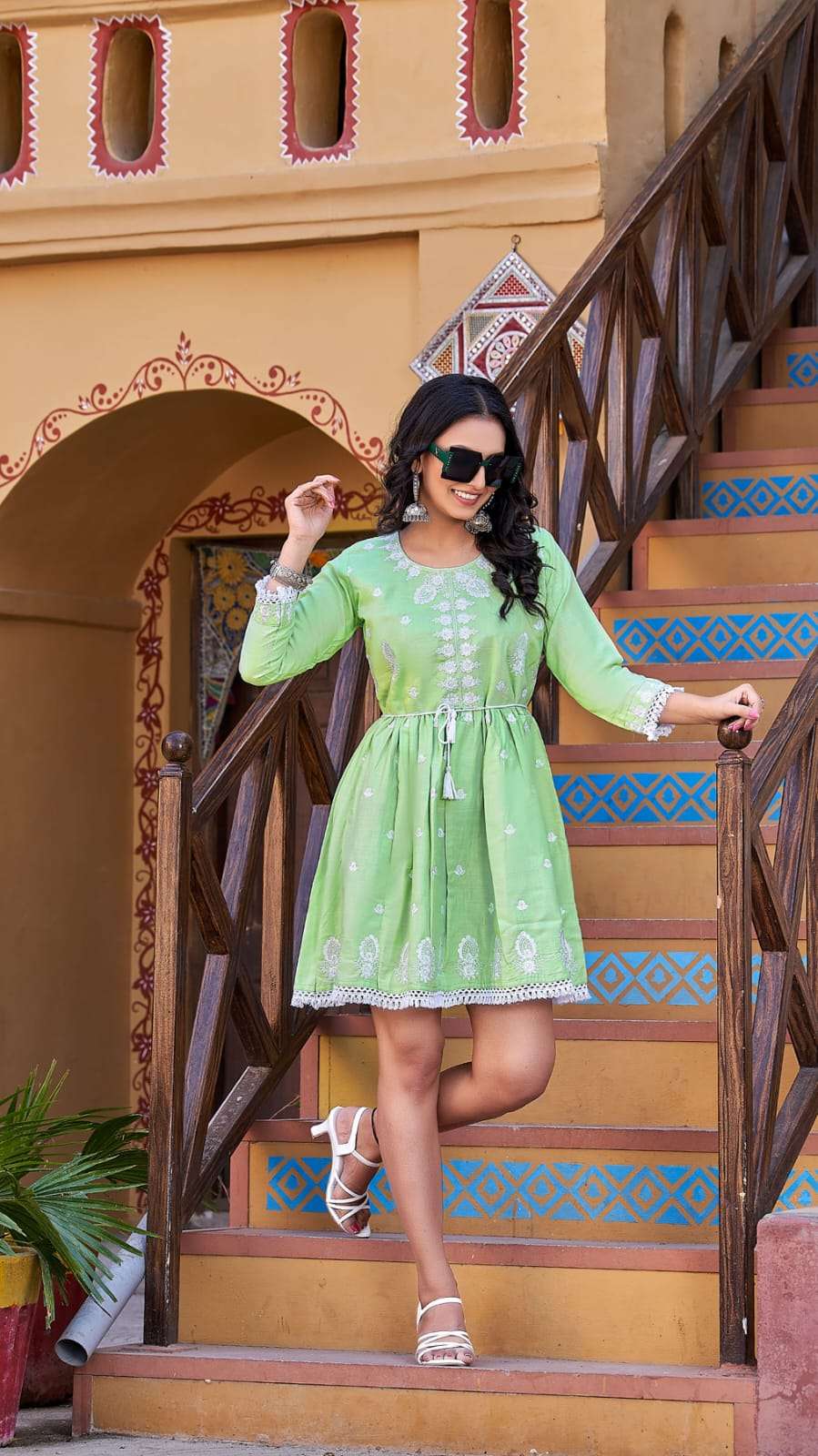 Ossm Present Cherry Vol 2 Rayon 14kg Slub Heavy Embroidery Work With Lace On Wholesale