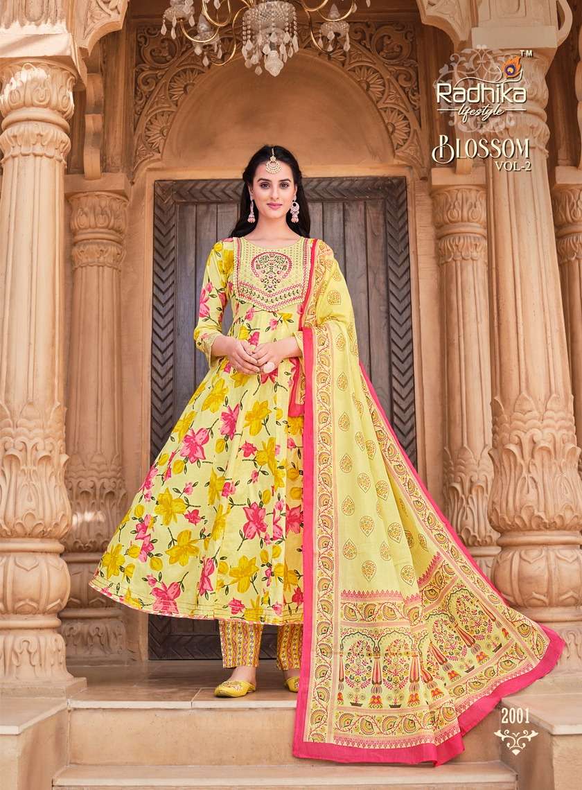 Radhika Lifestyle Blossom Vol 2  Top Bottom Dupatta On Wholesale      