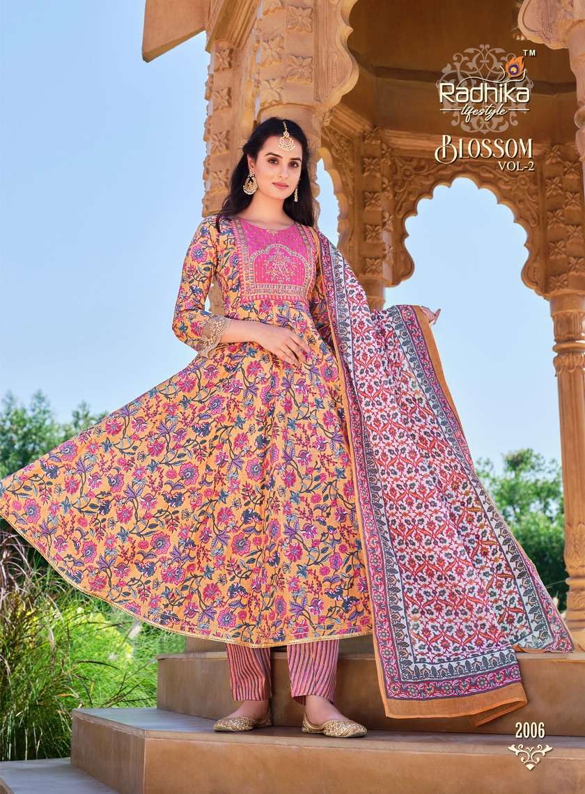 Radhika Lifestyle Blossom Vol 2  Top Bottom Dupatta On Wholesale      