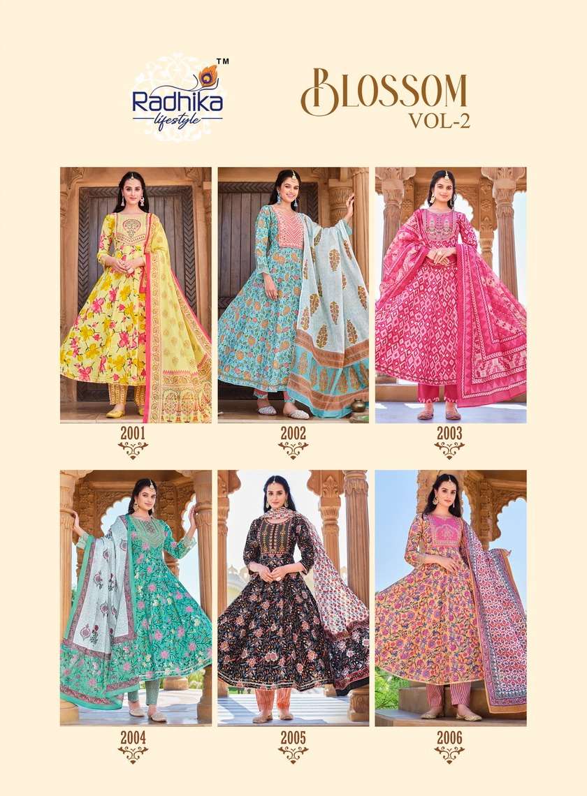 Radhika Lifestyle Blossom Vol 2  Top Bottom Dupatta On Wholesale      