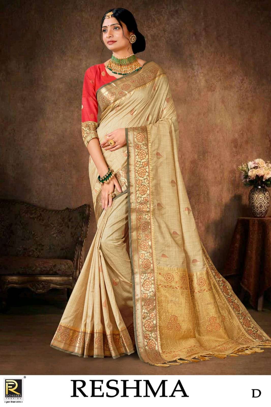 Ronisha Fashion Present Fabric Banarasi Silk Designer Saree On Wholesale