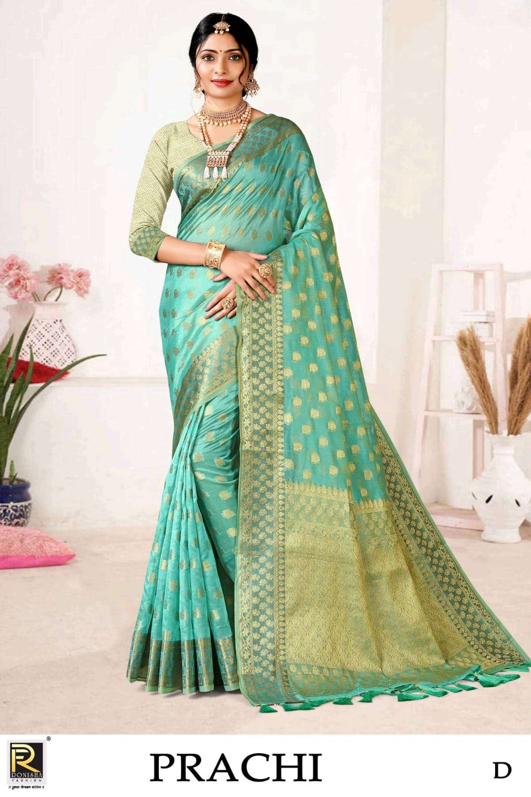 Ronisha Prachi Banarasi Silk Party Wear Saree On Wholesale