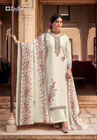 Zulfat Summer Shades Designer Pure Cotton Printed And Embroidery Work On Wholesale