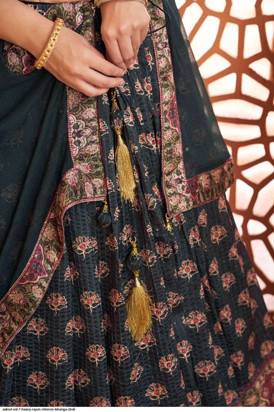 AAKRUT VOL 1 HEAVY RAYON CHINNON LEHENGA CHOLI Wholesale catalog