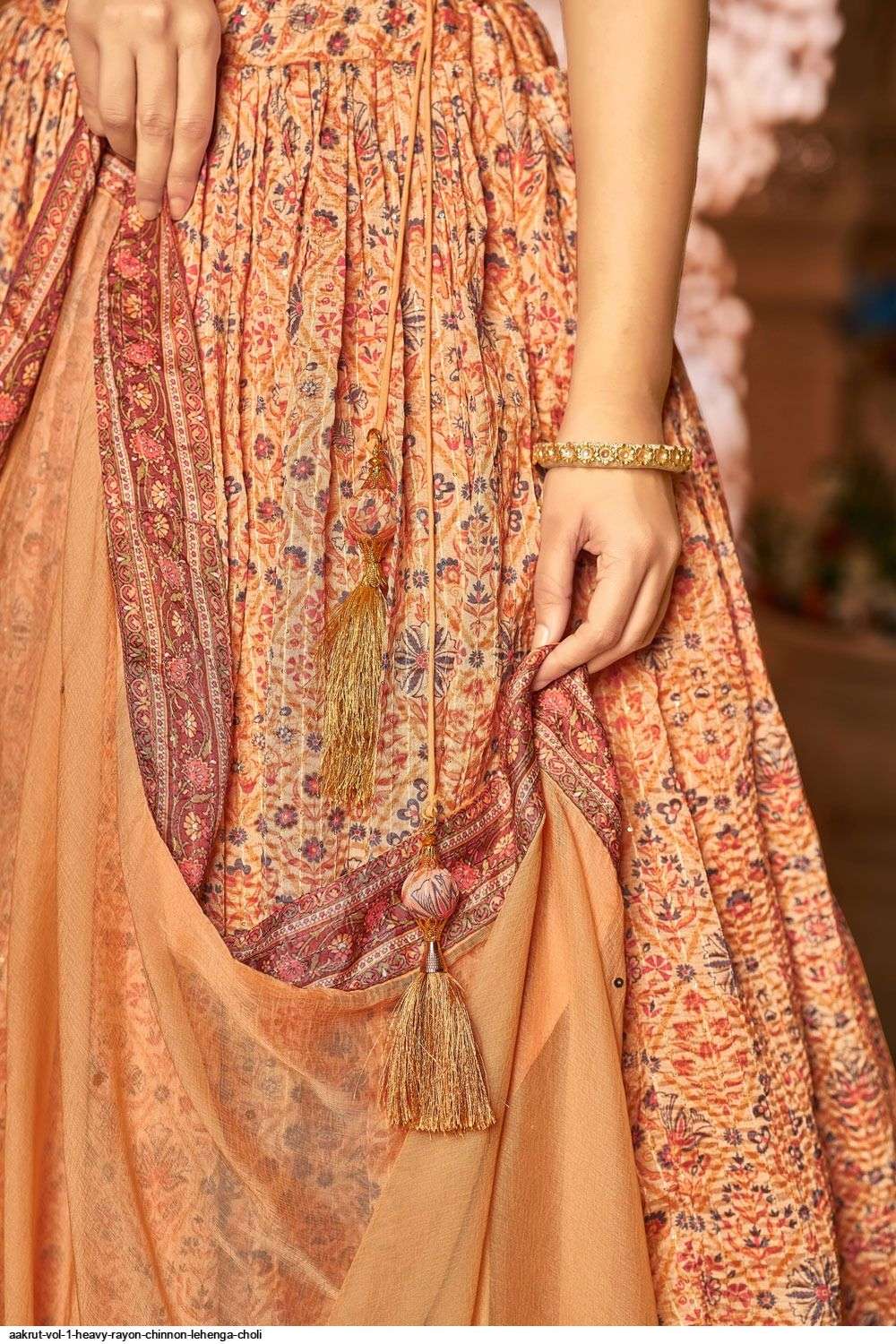 AAKRUT VOL 1 HEAVY RAYON CHINNON LEHENGA CHOLI Wholesale catalog