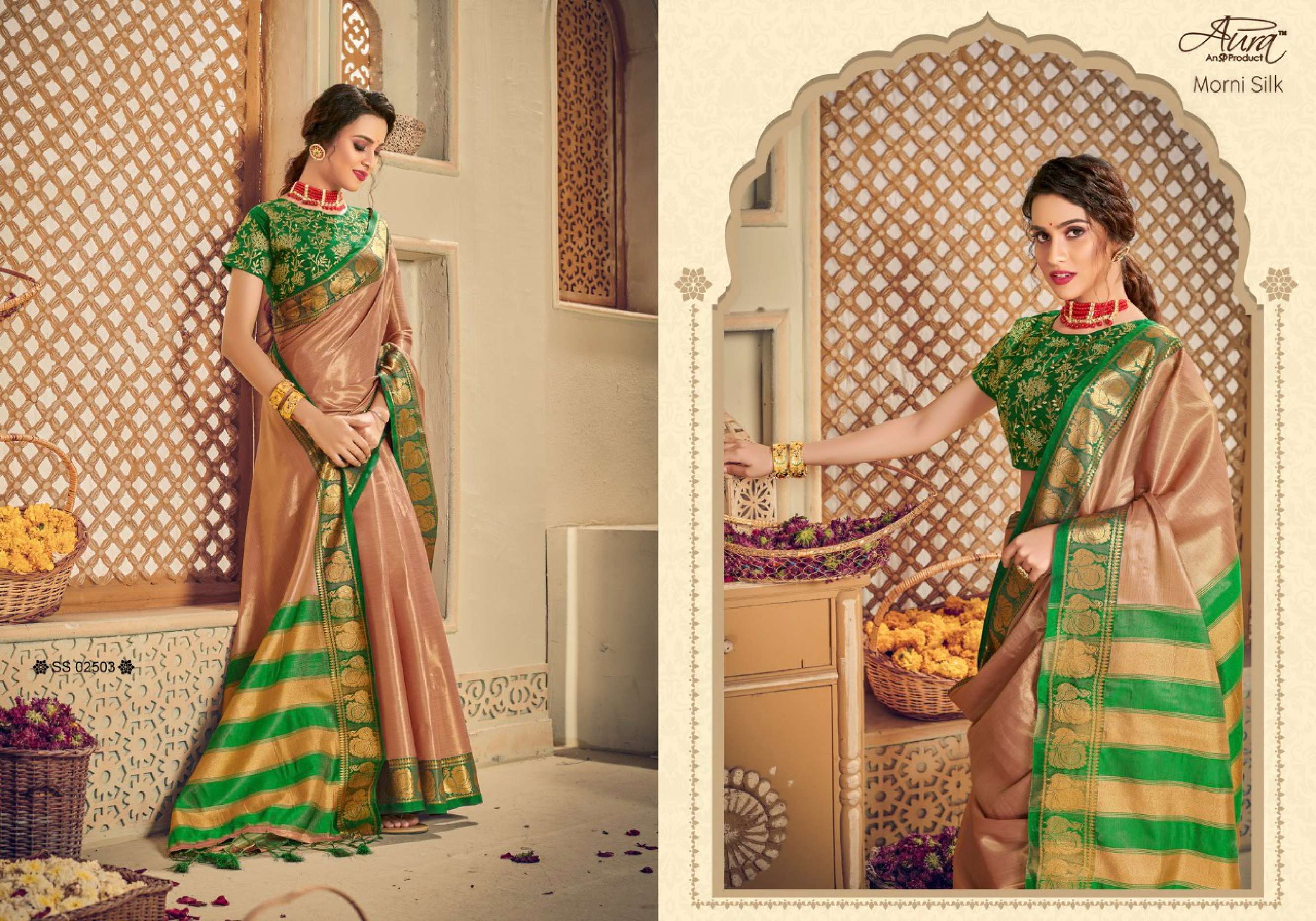 Aura Morni Silk Traditional Designer Saree Wholesale catalog
