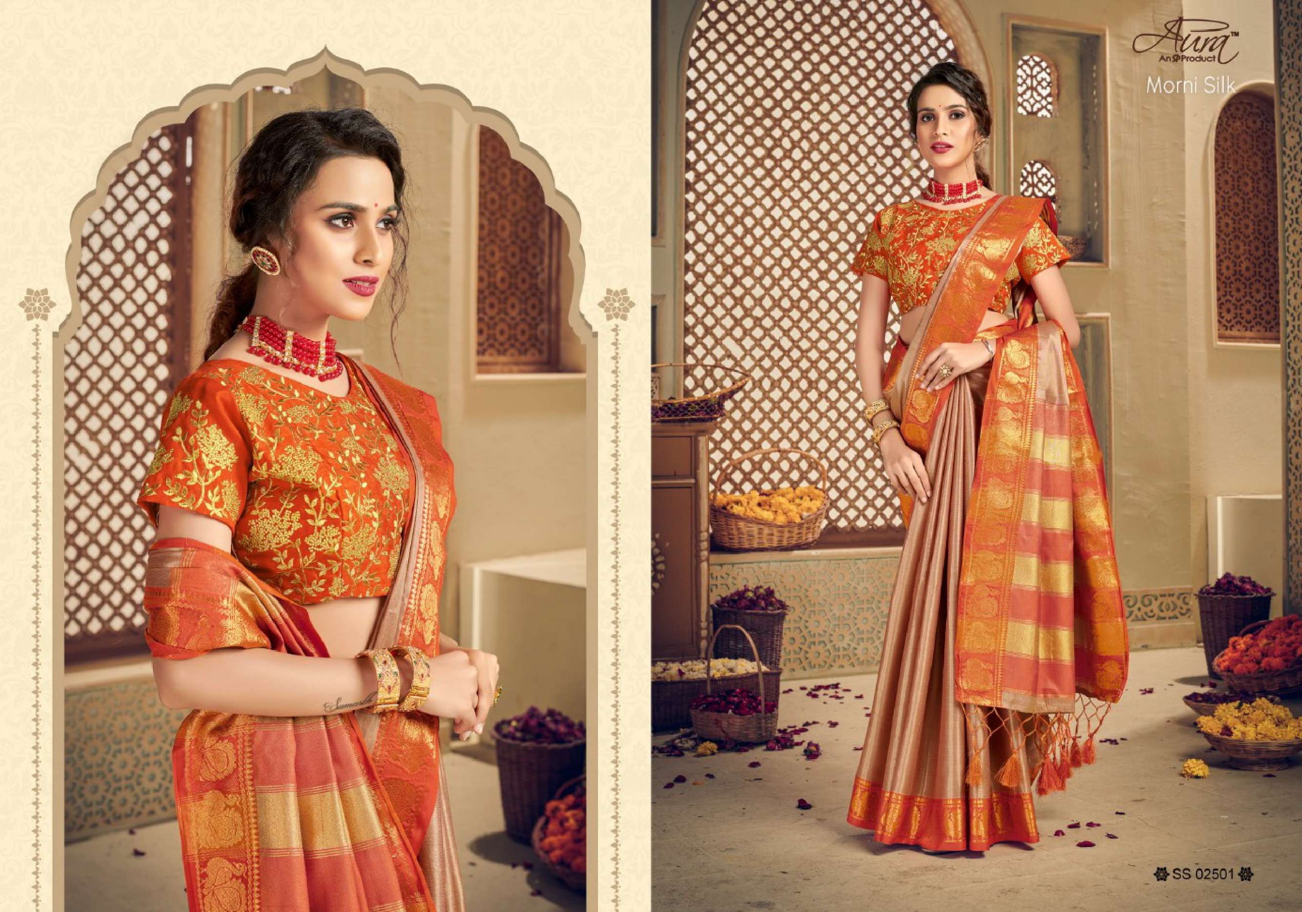 Aura Morni Silk Traditional Designer Saree Wholesale catalog