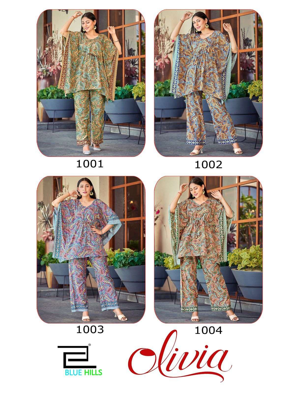 BLUE HILLS CO-ORDS SET TOP BOTTOM Fabrics heavy micro print Kurti Wholesale catalog