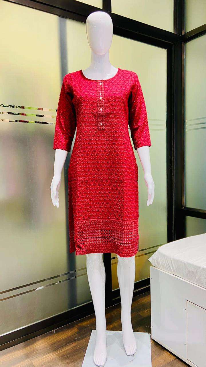Designer Chikan Kurti  Designer Chikan Kurti (Front Back Both Side Chikan Work) Wholesale catalog